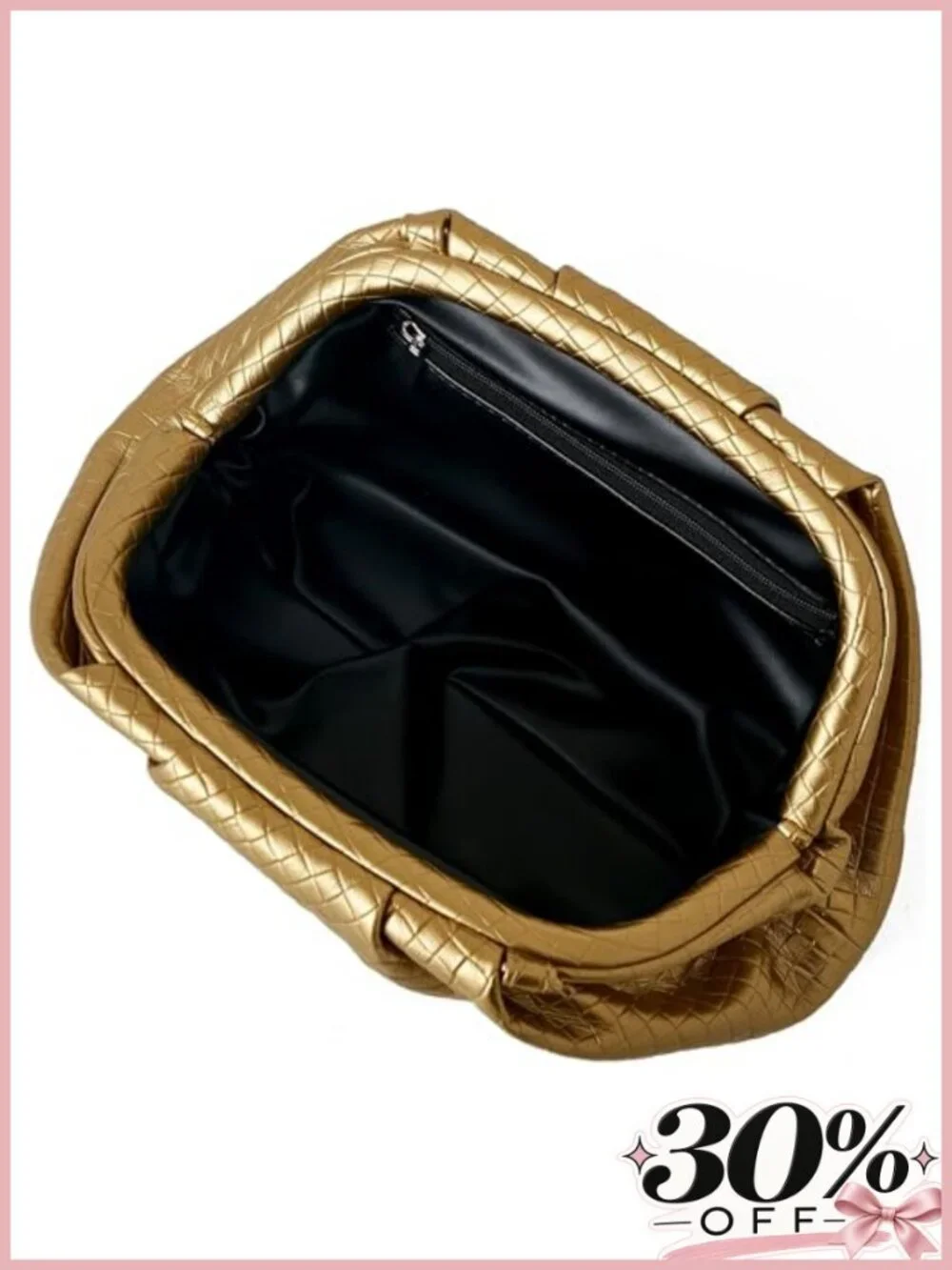 Woven Evening Bag Ruched Dumpling Clutch Detachable Chain Crossbody Purse